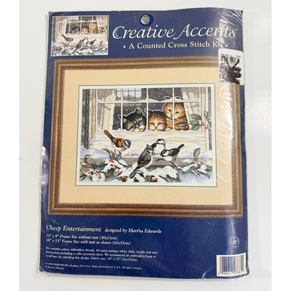 Dimensions Cross Stitch Kit Unisex 16x13 Blue Cheep Entertainment Cats 7881